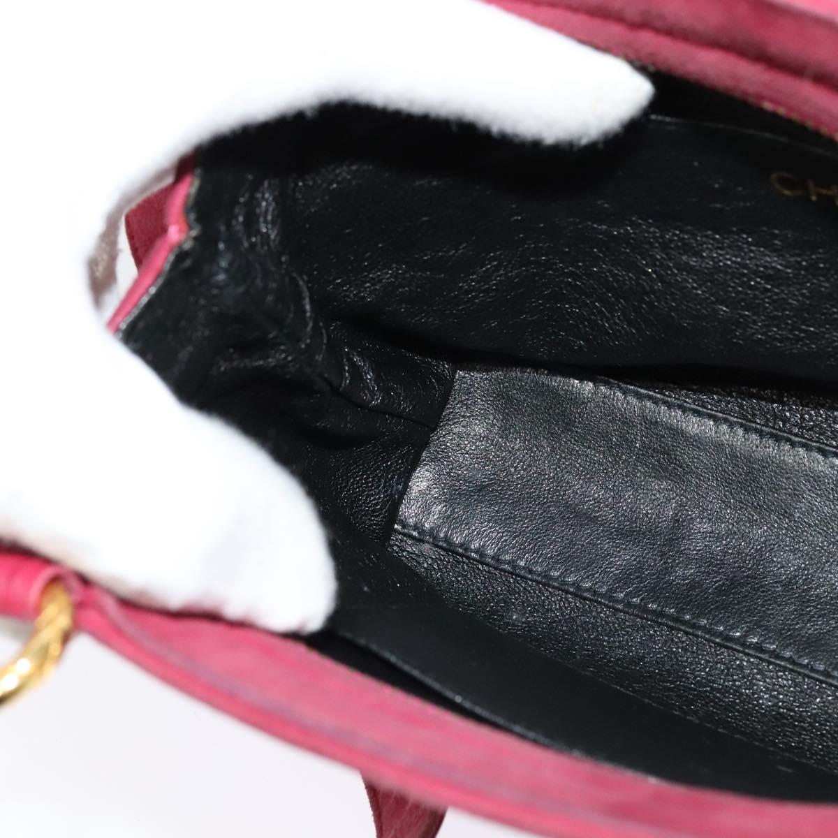 CHANEL Shoulder Bag Suede Pink Gold CC Auth 131120