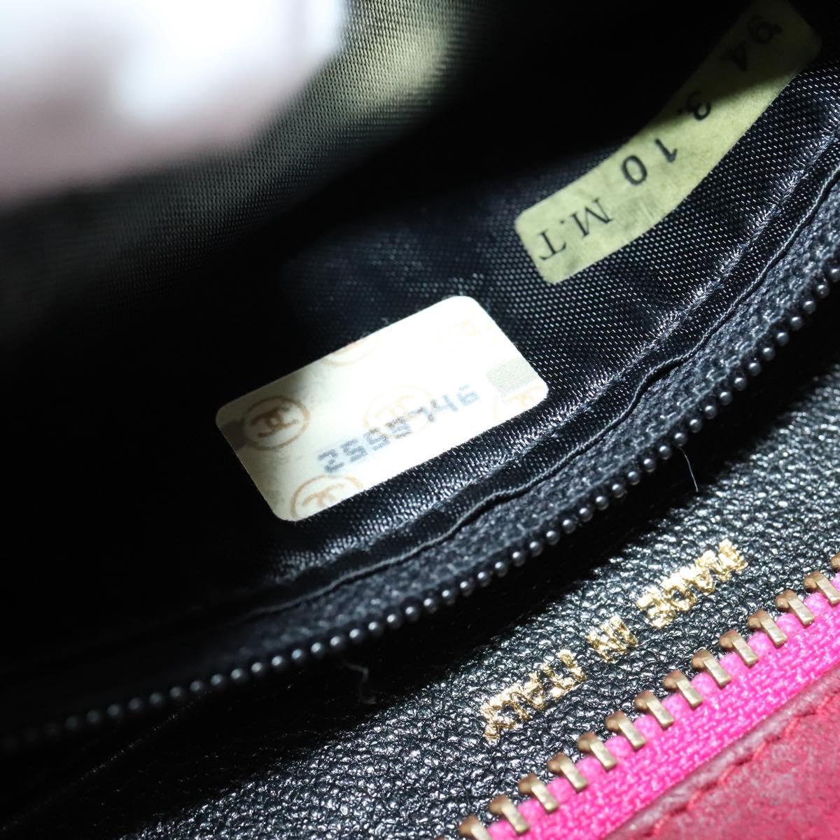 CHANEL Shoulder Bag Suede Pink Gold CC Auth 131120