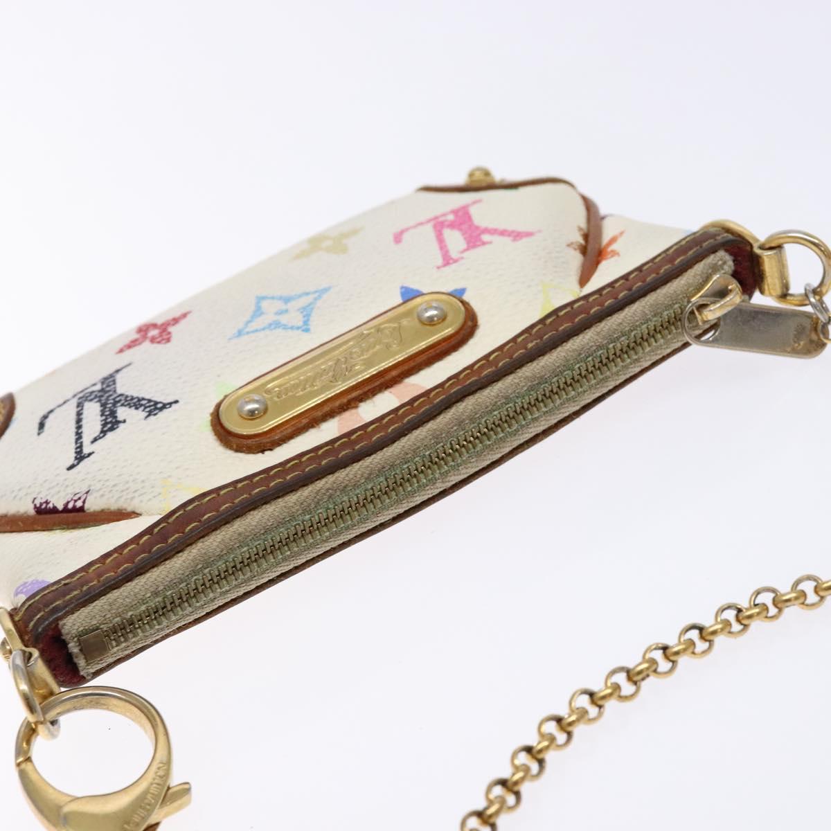 LOUIS VUITTON Multicolor Pochette Mira PM Hand Bag White M60096 LV Auth 131122
