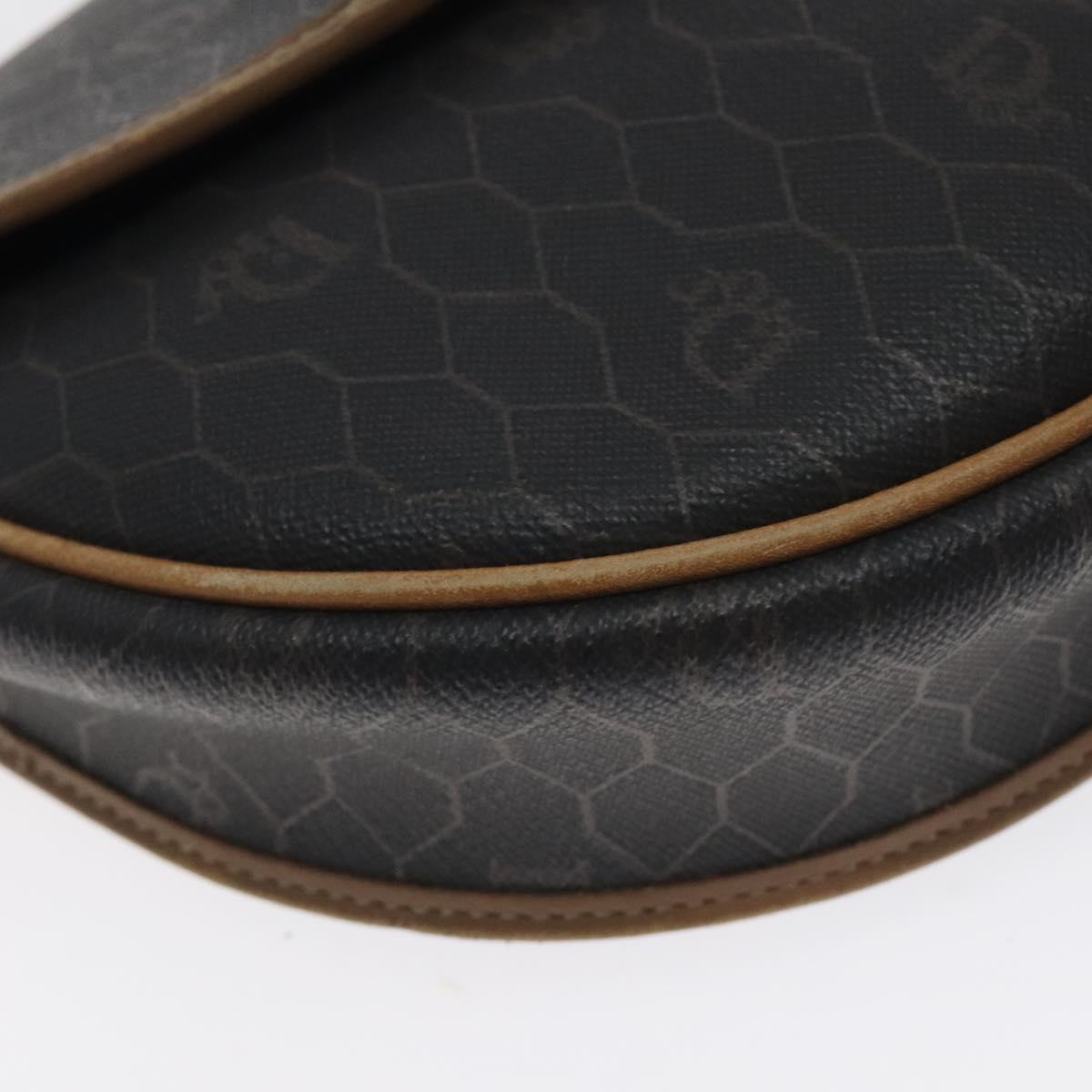 Christian Dior Honeycomb Canvas Shoulder Bag PVC Black Gold Auth 131125