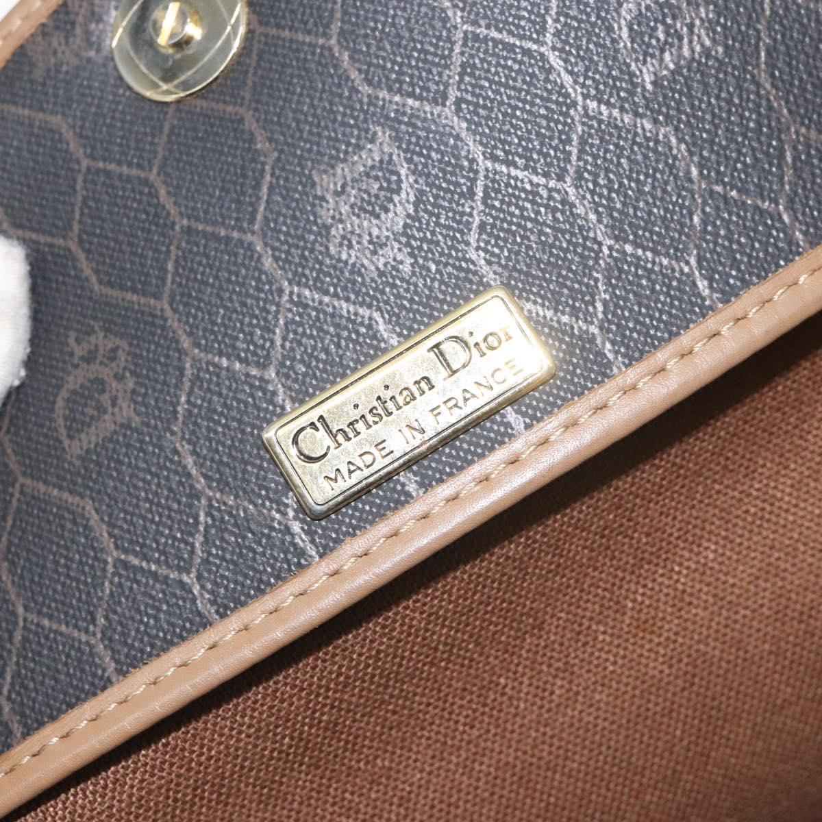 Christian Dior Honeycomb Canvas Shoulder Bag PVC Black Gold Auth 131125