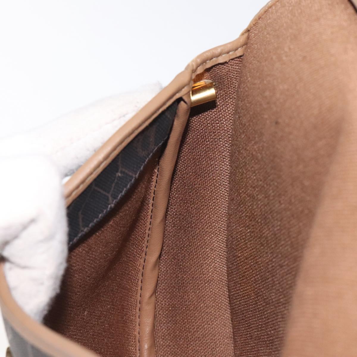 Christian Dior Honeycomb Canvas Shoulder Bag PVC Black Gold Auth 131125