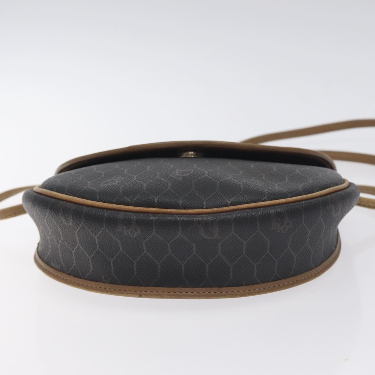 Christian Dior Honeycomb Canvas Shoulder Bag PVC Black Gold Auth 131125