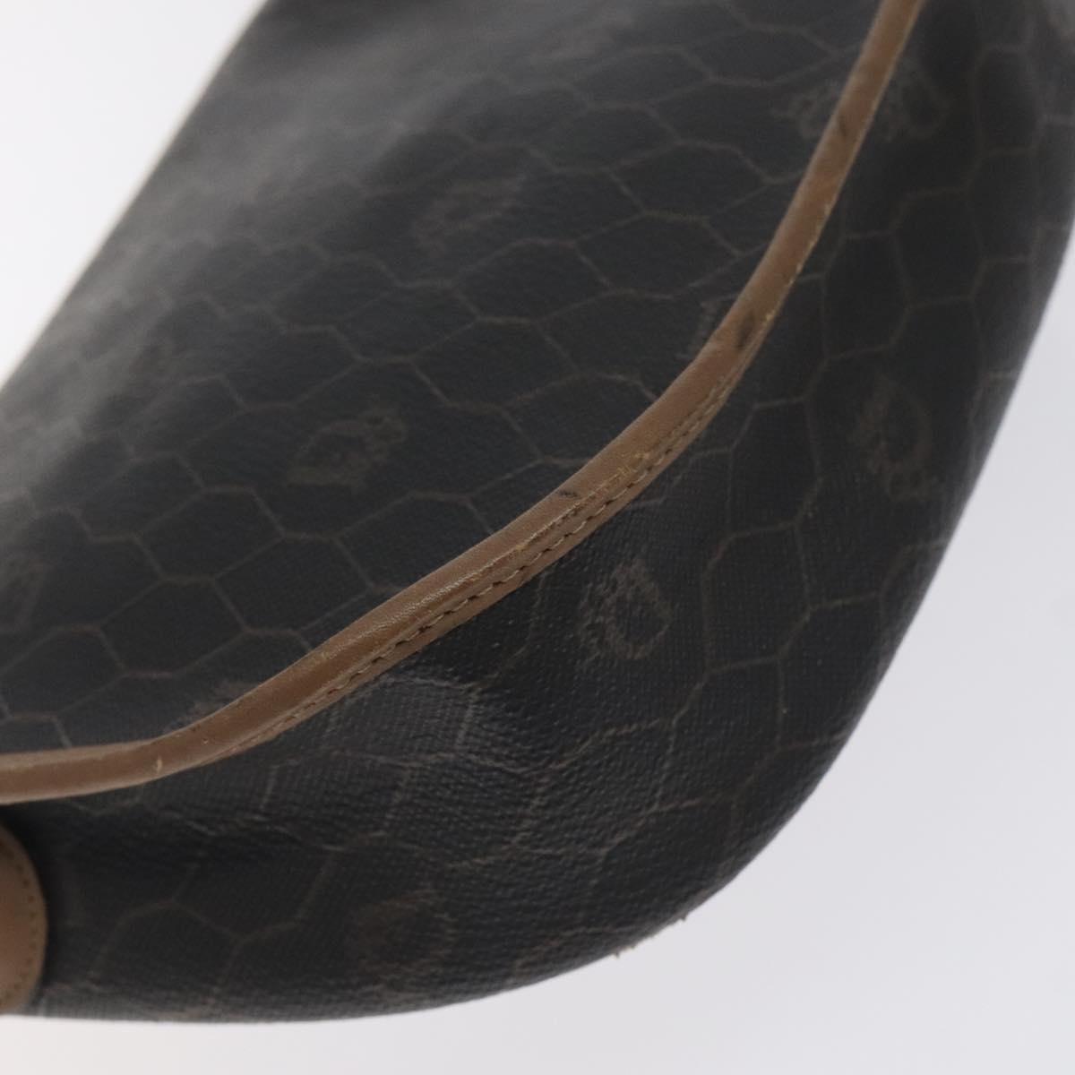 Christian Dior Honeycomb Canvas Shoulder Bag PVC Black Gold Auth 131127