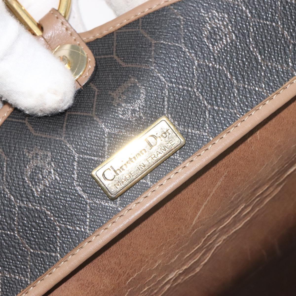 Christian Dior Honeycomb Canvas Shoulder Bag PVC Black Gold Auth 131127