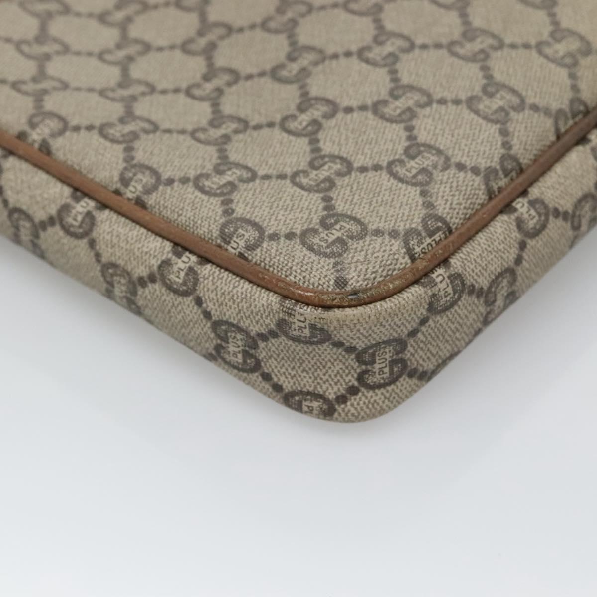 GUCCI GG Plus Supreme Clutch Bag PVC Beige Gold Auth 131128
