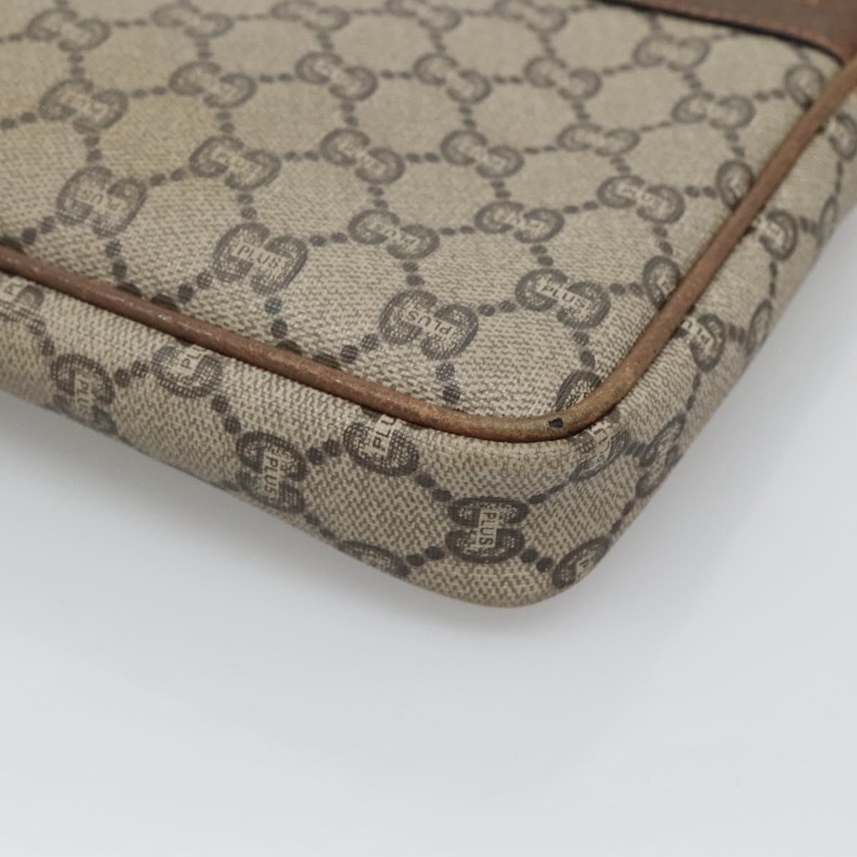 GUCCI GG Plus Supreme Clutch Bag PVC Beige Gold Auth 131128