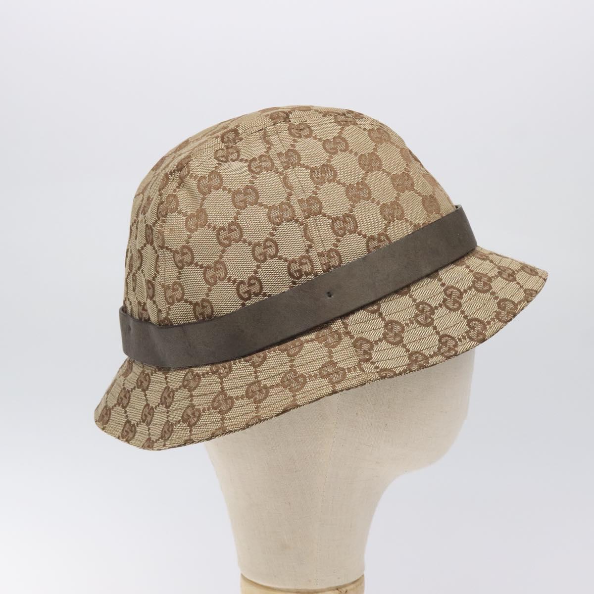GUCCI GG Canvas Bucket Hat L Beige Auth 131132