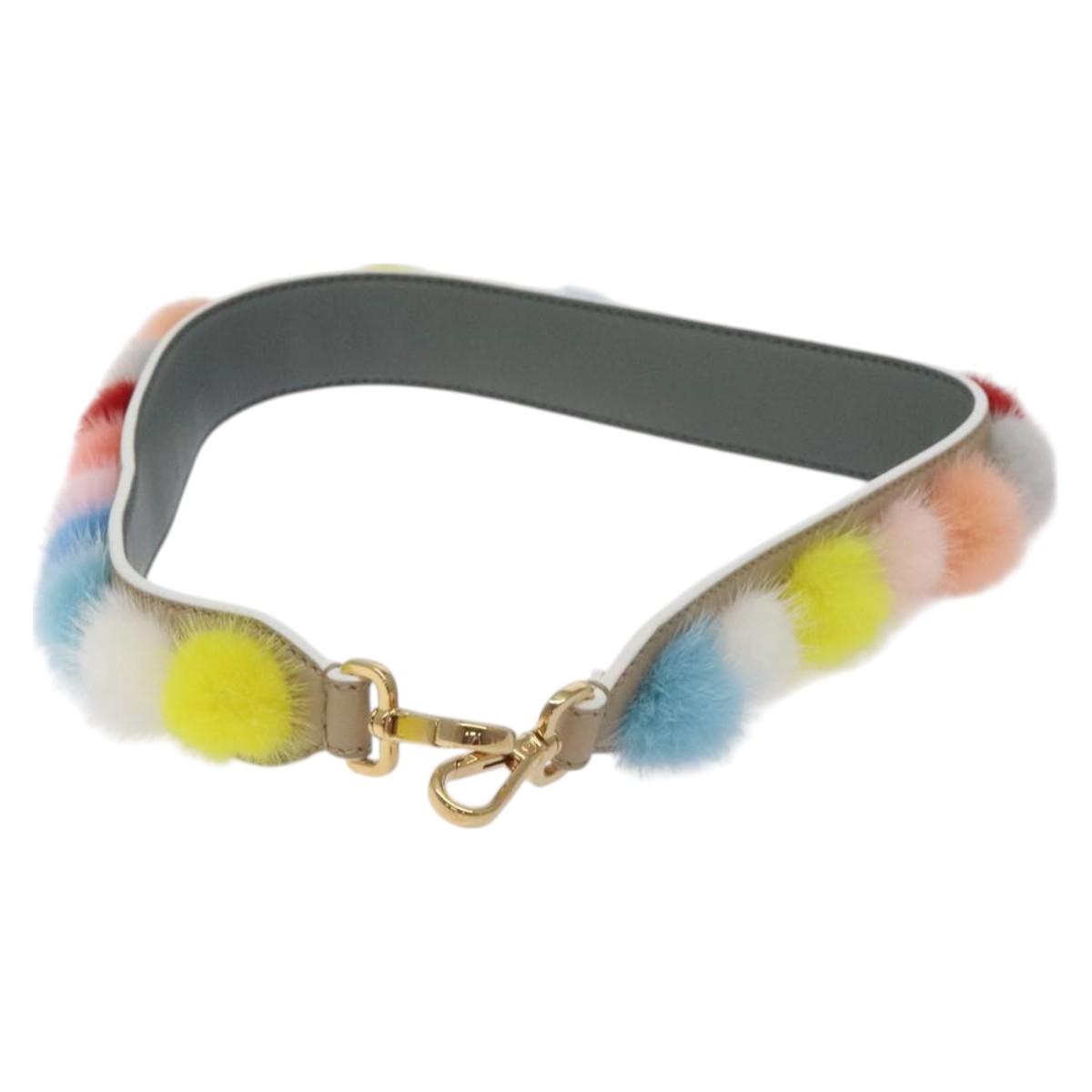 FENDI Shoulder Strap Leather Multicolor Auth 131152