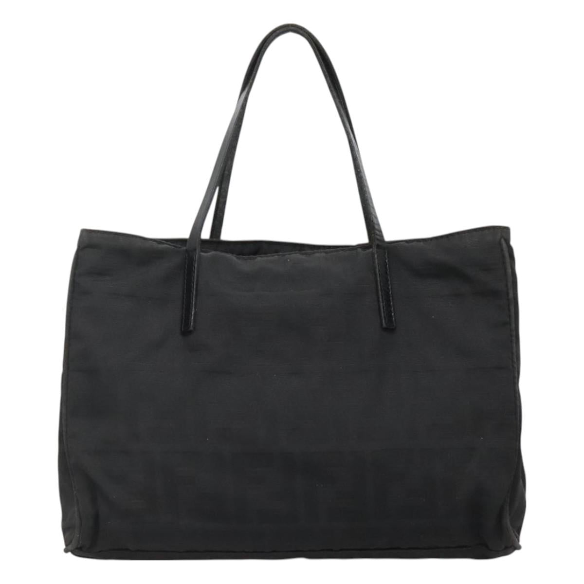 FENDI Zucca Canvas Hand Bag Black Silver Auth 131157