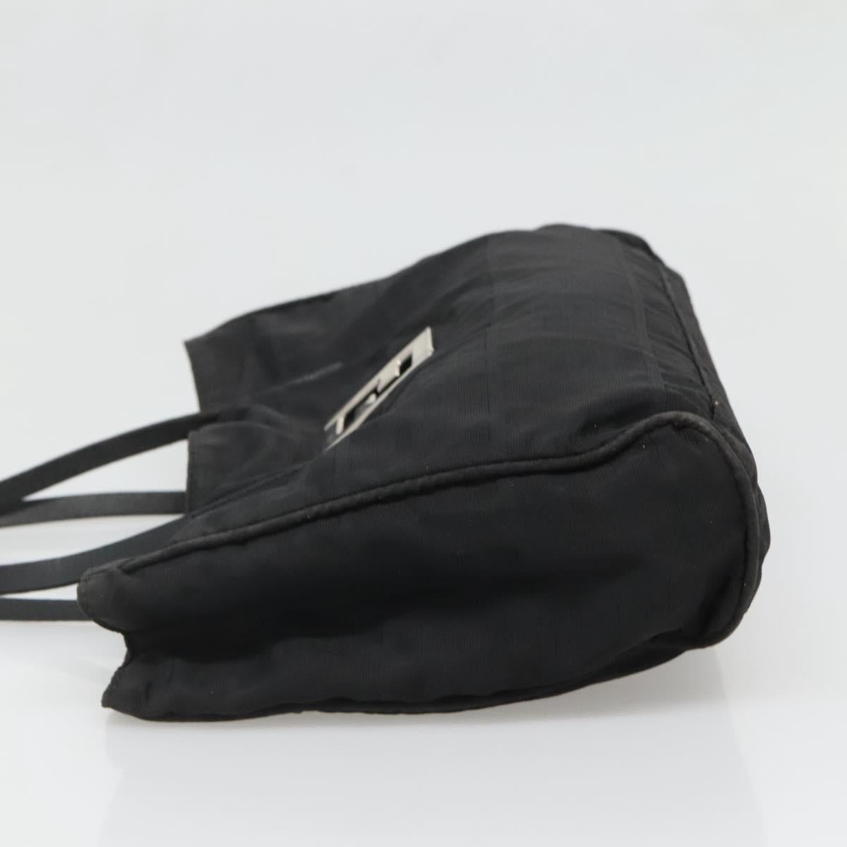 FENDI Zucca Canvas Hand Bag Black Silver Auth 131157