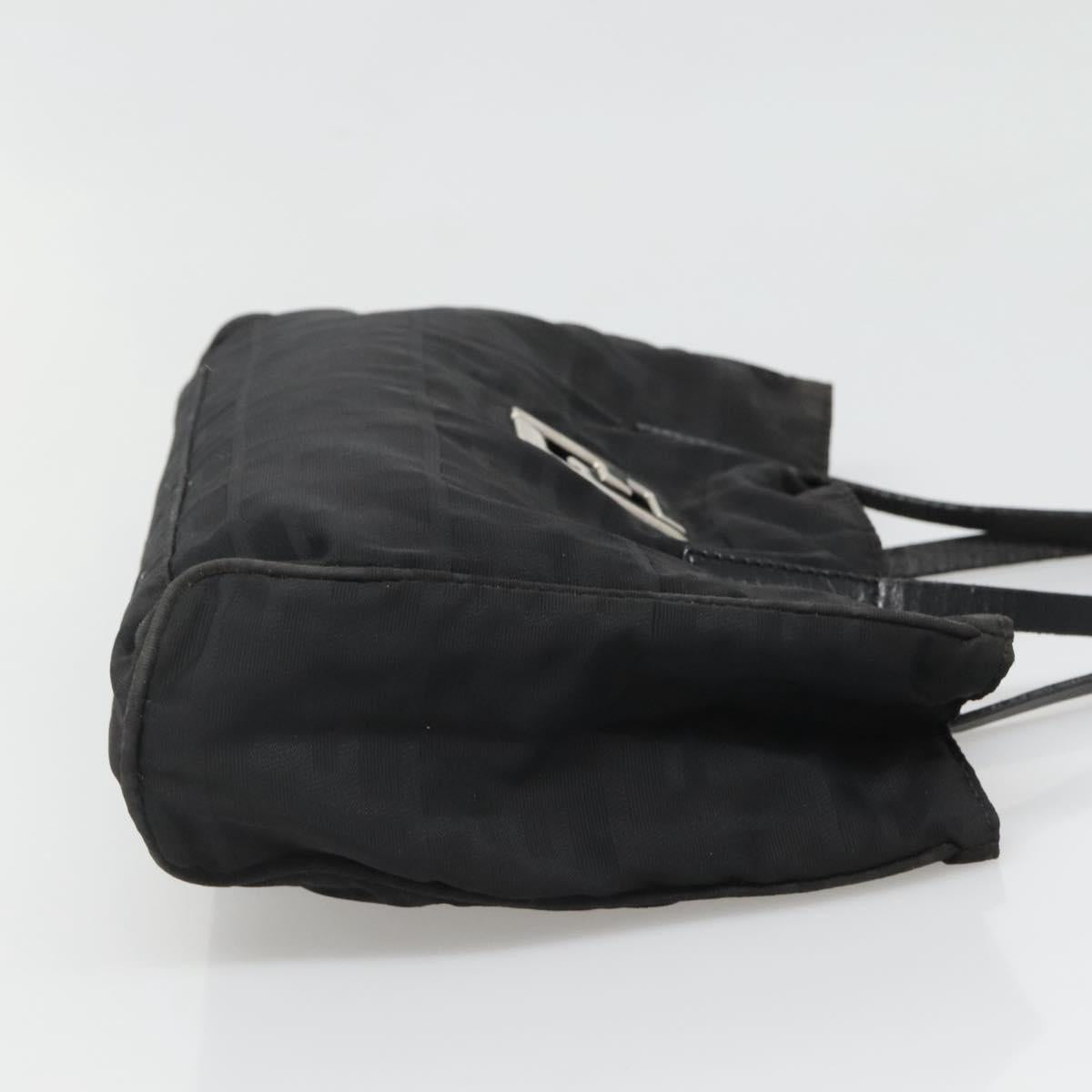 FENDI Zucca Canvas Hand Bag Black Silver Auth 131157
