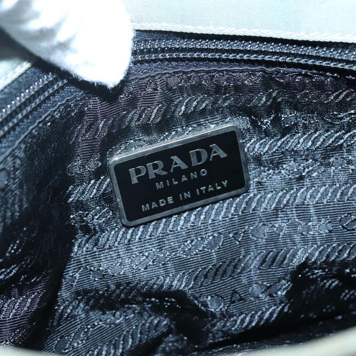 PRADA Tote Bag Nylon Khaki Silver Auth 131158