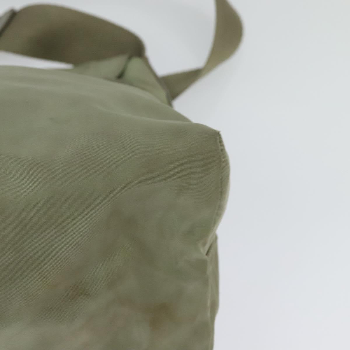 PRADA Shoulder Bag Nylon Khaki Silver Auth 131164