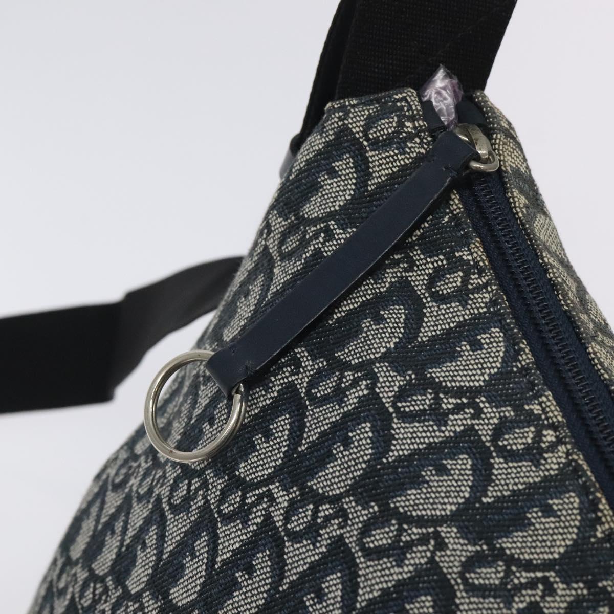 Christian Dior Trotter Canvas Shoulder Bag Navy Silver Auth 131179