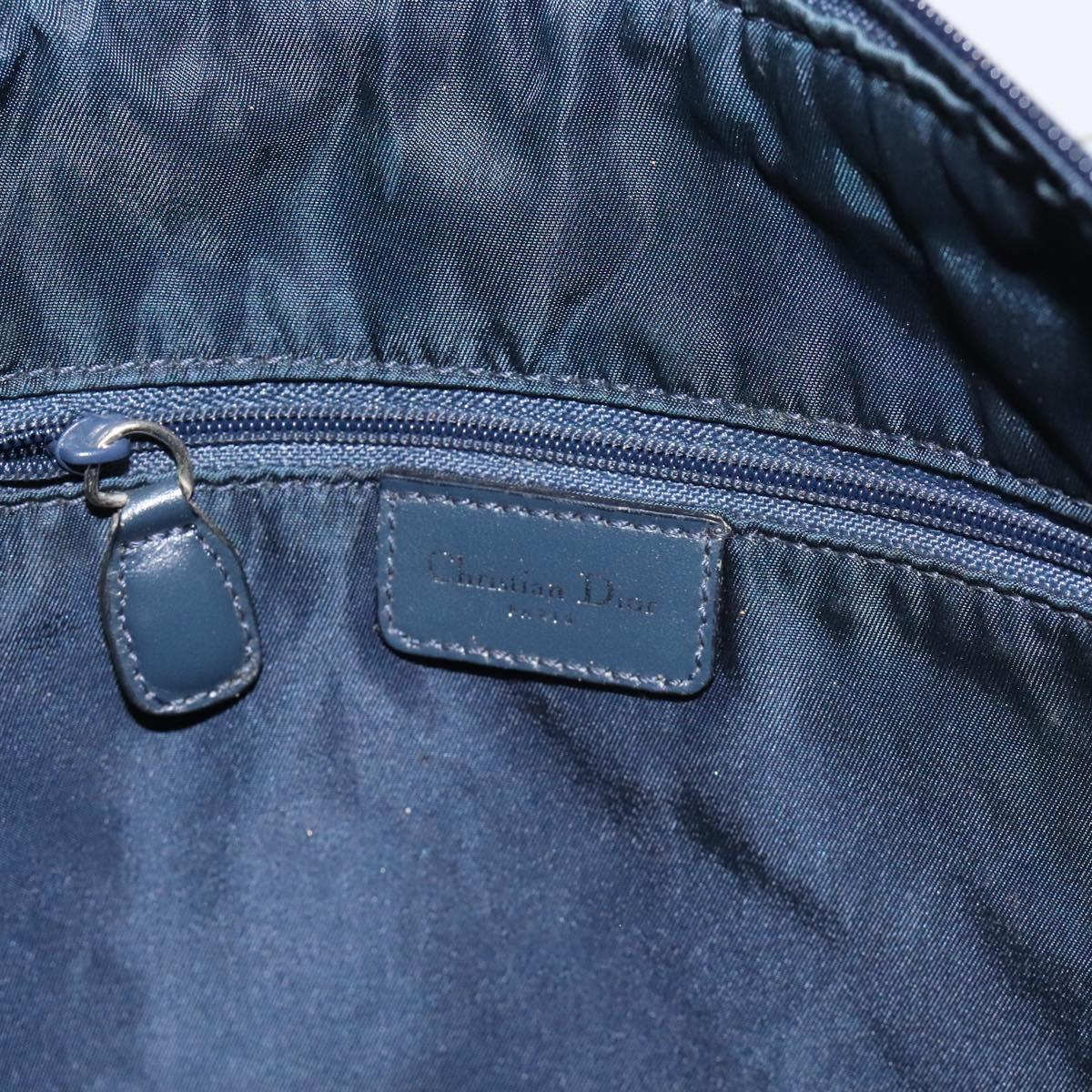 Christian Dior Trotter Canvas Shoulder Bag Navy Silver Auth 131179