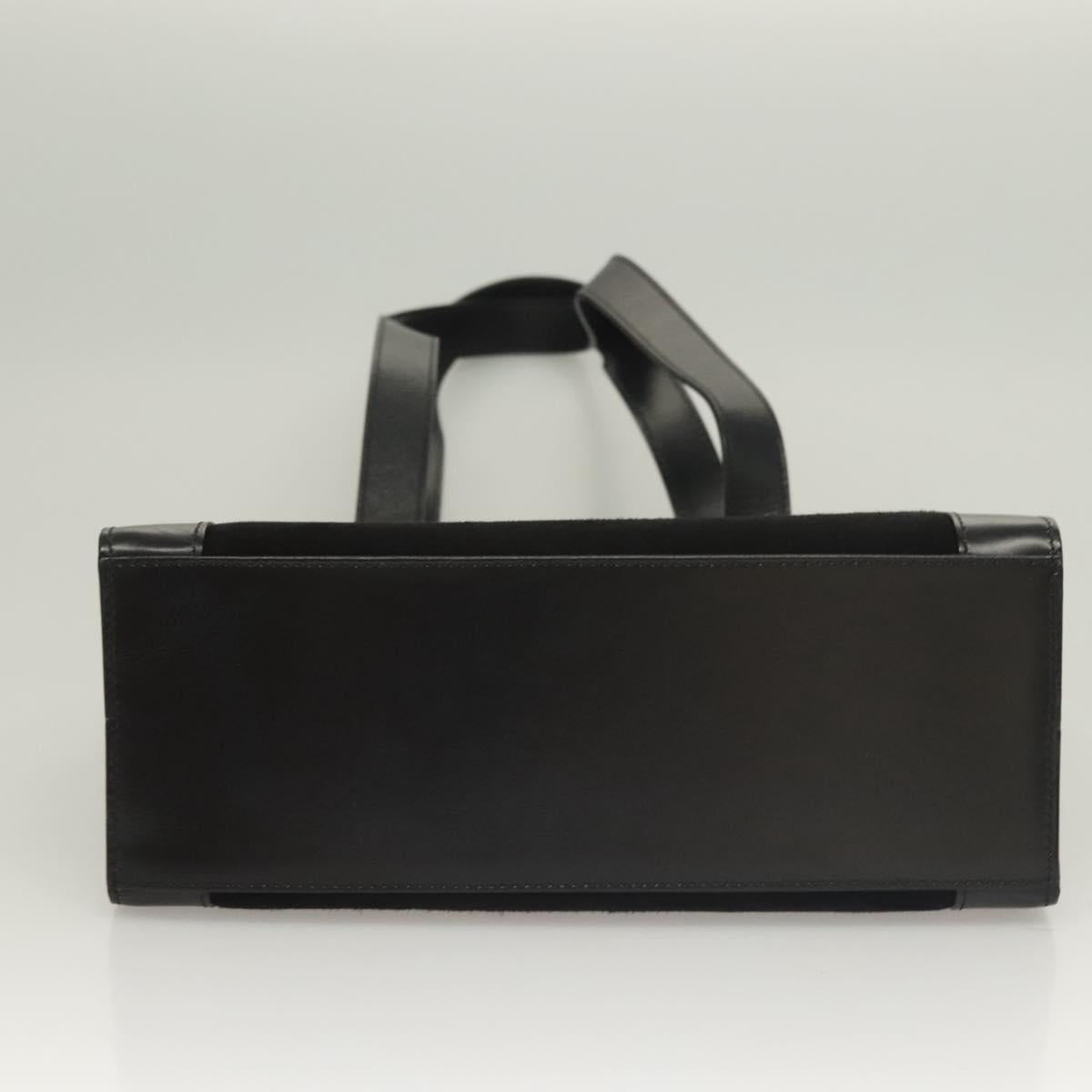 CELINE Shoulder Bag Suede Black Gold Auth 131184