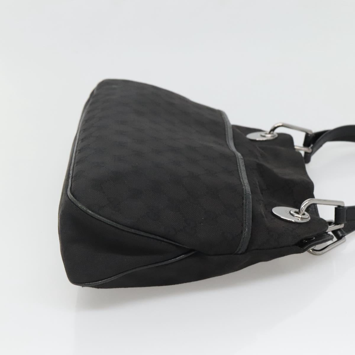 GUCCI GG Canvas Tote Bag Black Silver 121023 Auth 131188