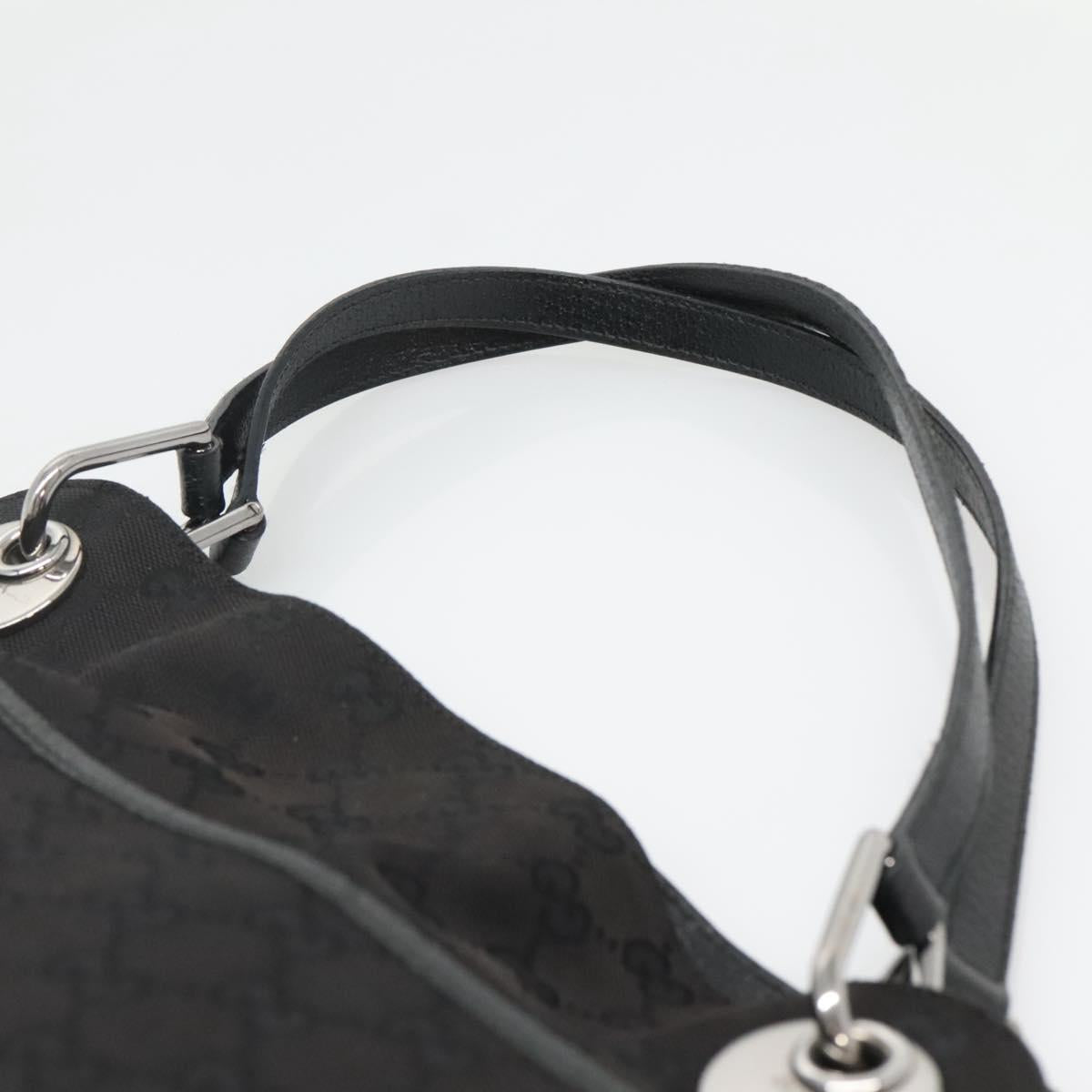GUCCI GG Canvas Tote Bag Black Silver 121023 Auth 131188