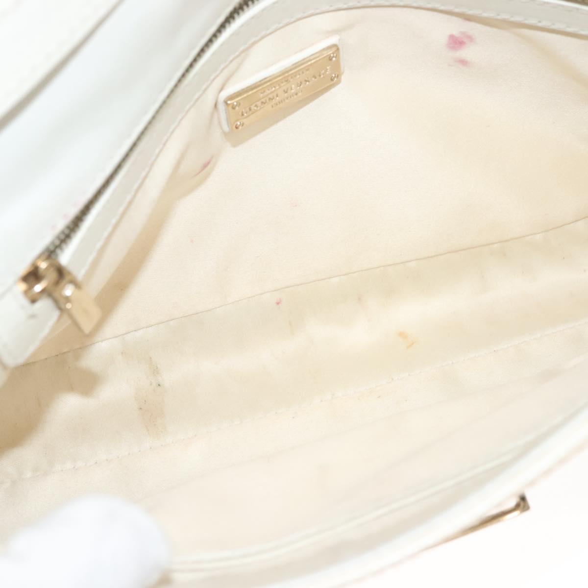 Gianni Versace Chain Shoulder Bag Enamel Cream Gold Auth 131196