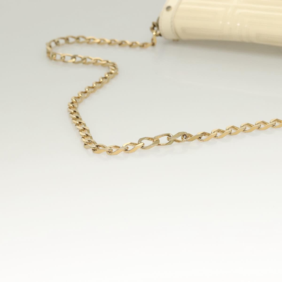 Gianni Versace Chain Shoulder Bag Enamel Cream Gold Auth 131196