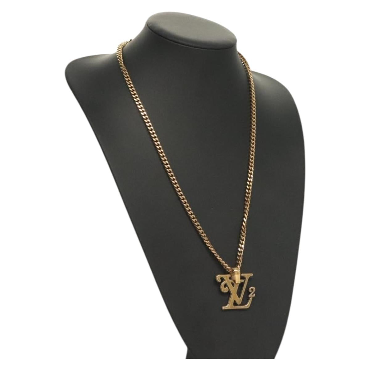 LOUIS VUITTON NIGO Collaboration Collier Squared Metal MP2692 Auth 131199