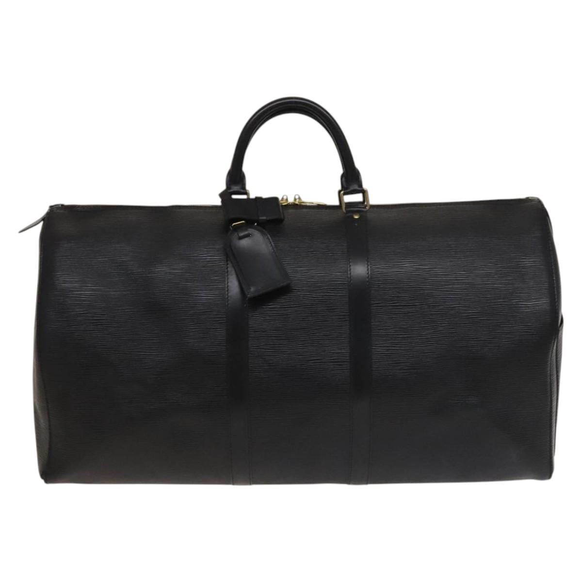 LOUIS VUITTON Epi Keepall 55 Boston Bag Noir Black M42952 LV Auth 131324