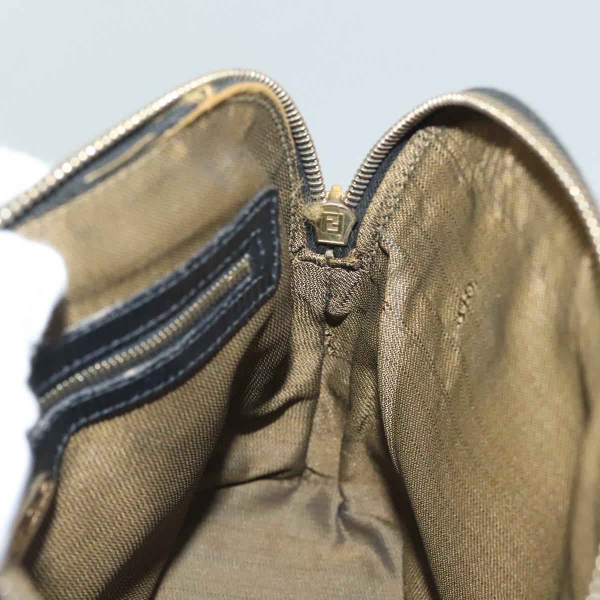 FENDI Hand Bag Leather 2way Black Gold Auth 131367