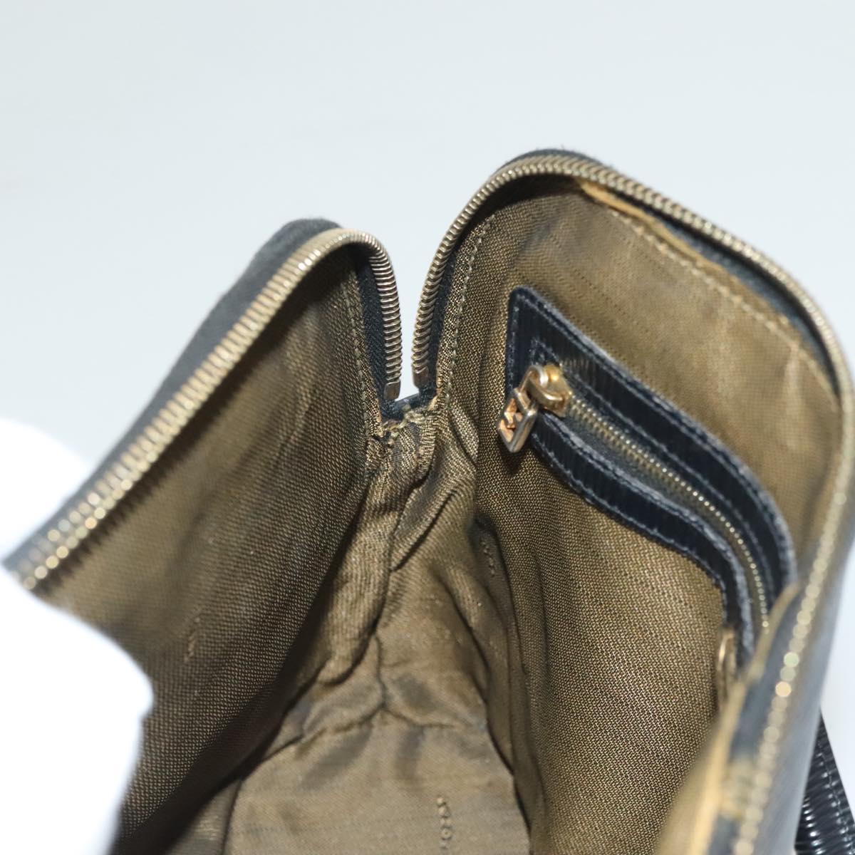 FENDI Hand Bag Leather 2way Black Gold Auth 131367