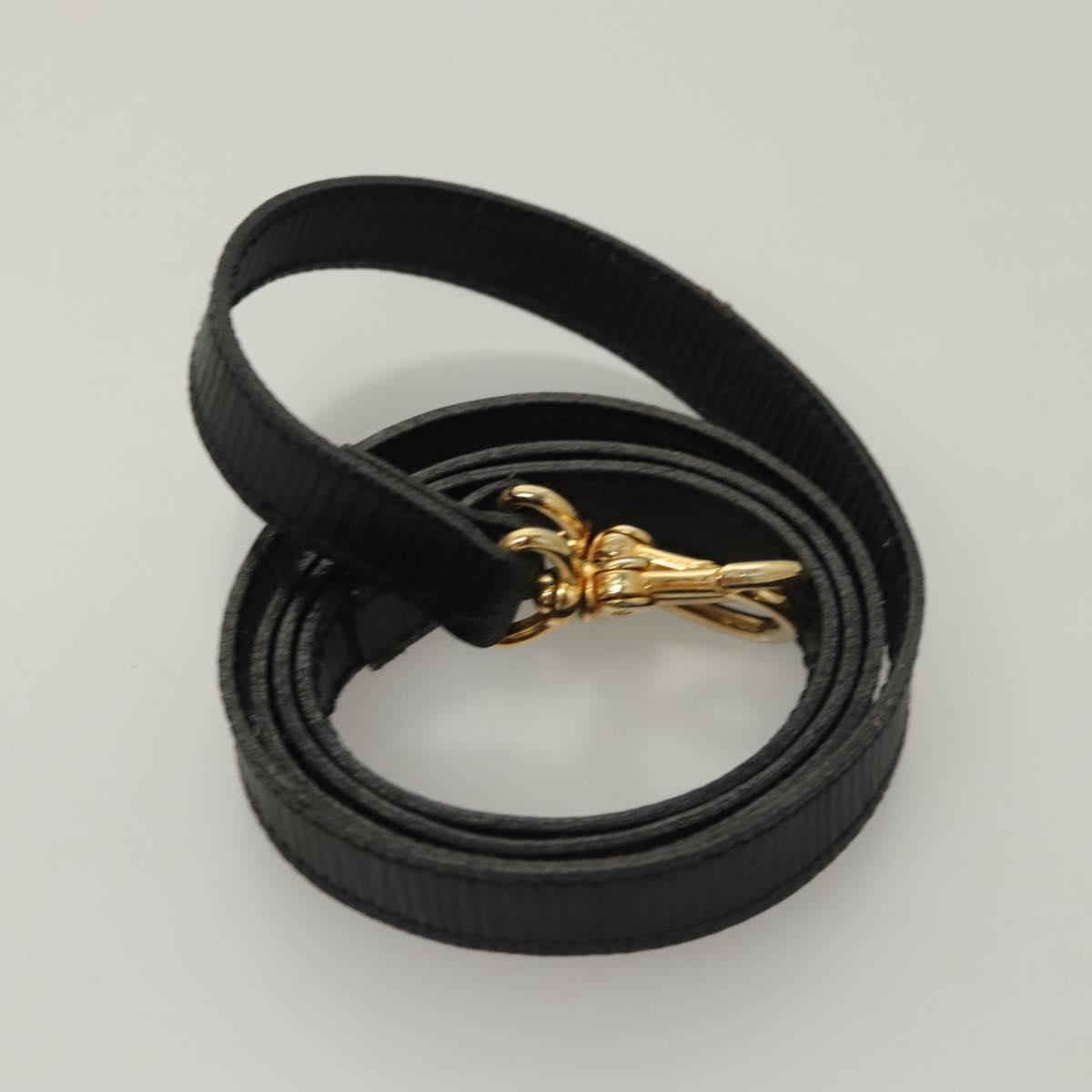 FENDI Hand Bag Leather 2way Black Gold Auth 131367