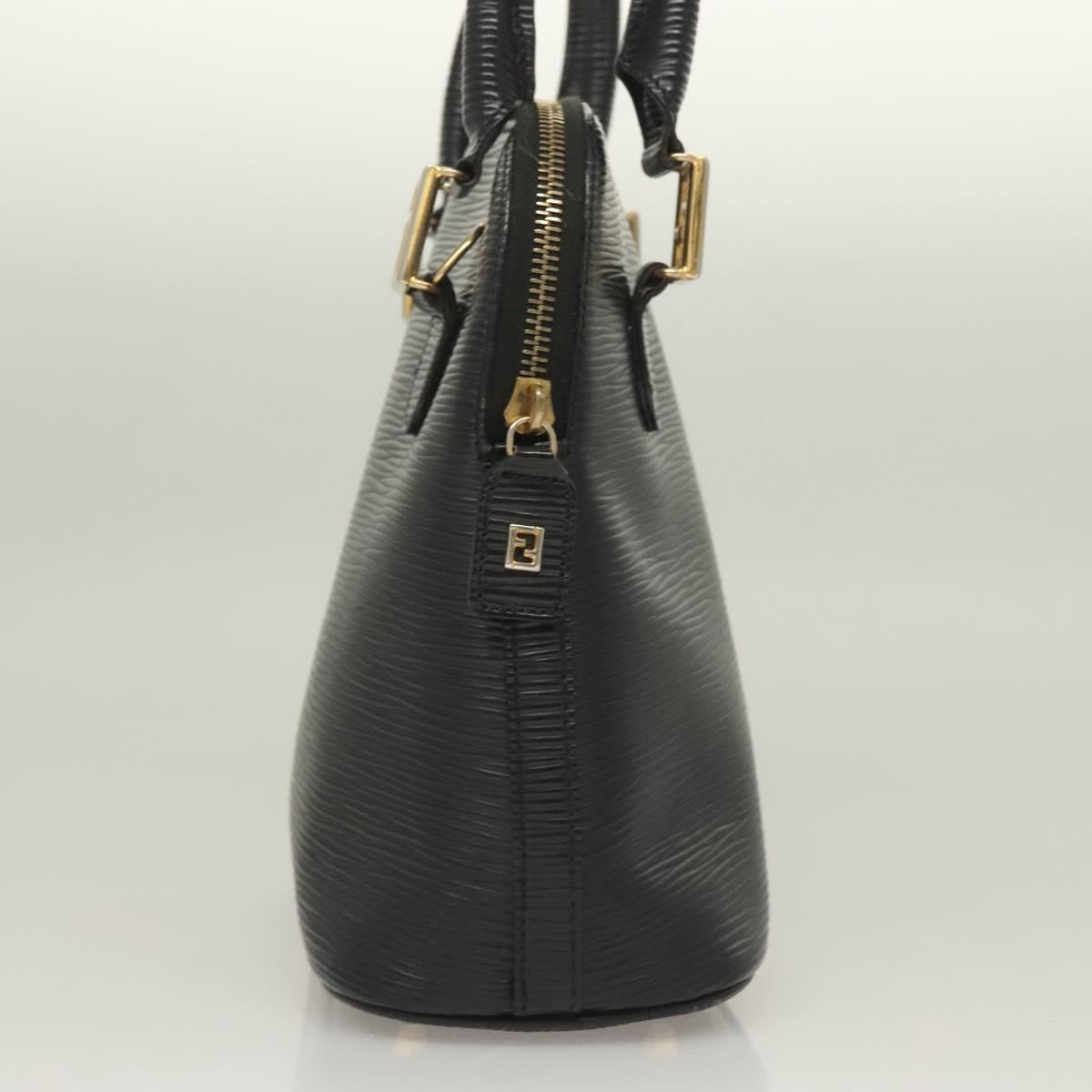 FENDI Hand Bag Leather 2way Black Gold Auth 131367