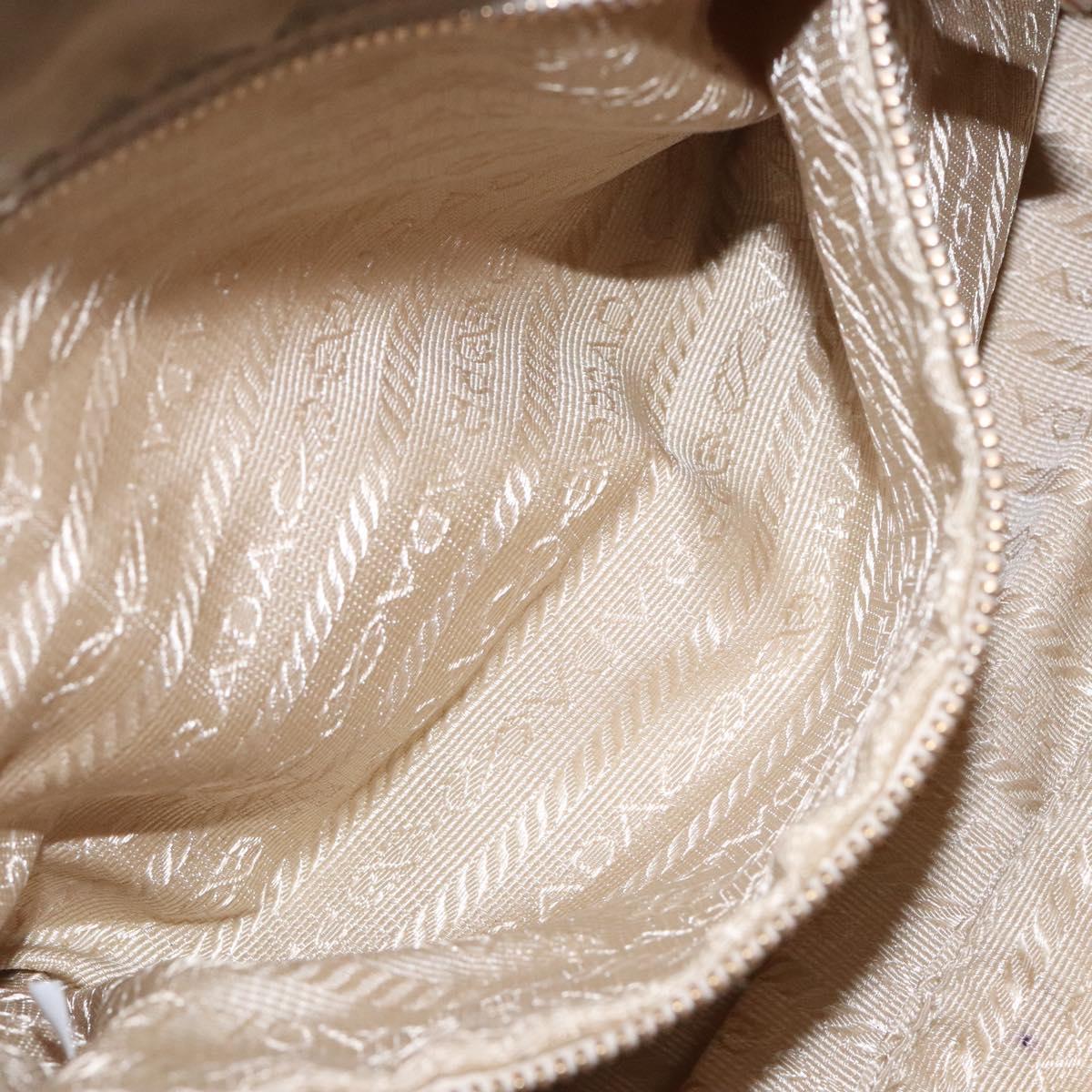 PRADA Shoulder Bag Nylon Beige Gold Auth 131423