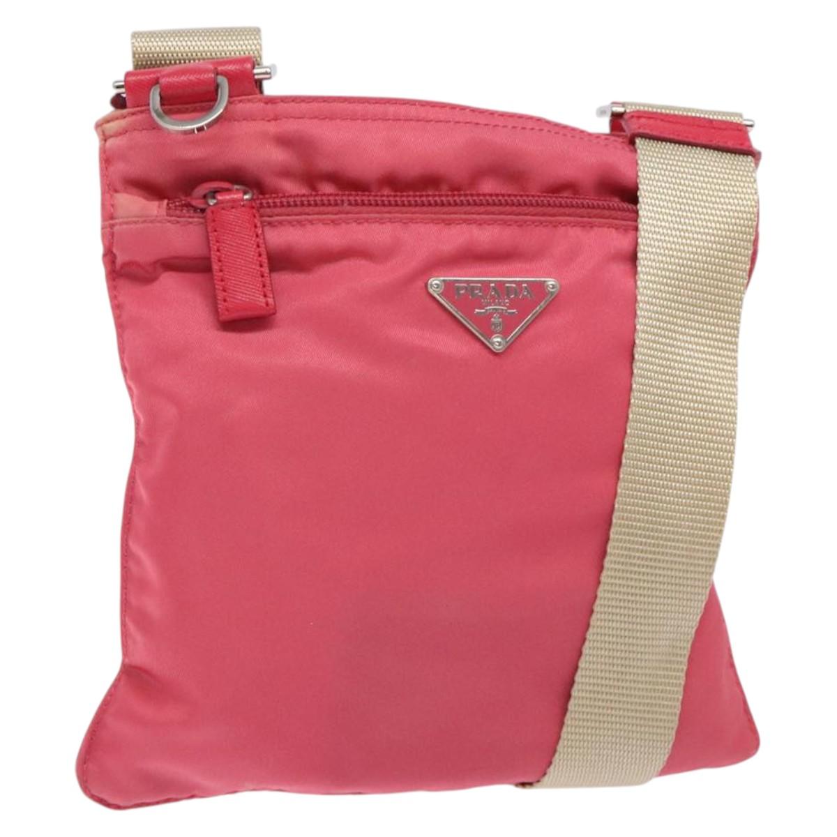 PRADA Shoulder Bag Nylon Pink Silver Auth 131424