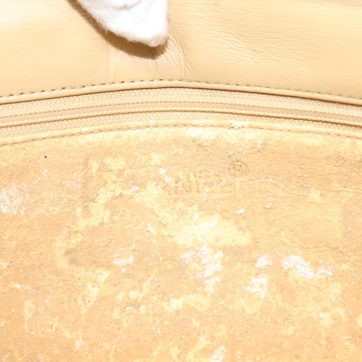 CHANEL Matelasse Chain Shoulder Bag Lamb Skin Beige Gold CC Auth 131435