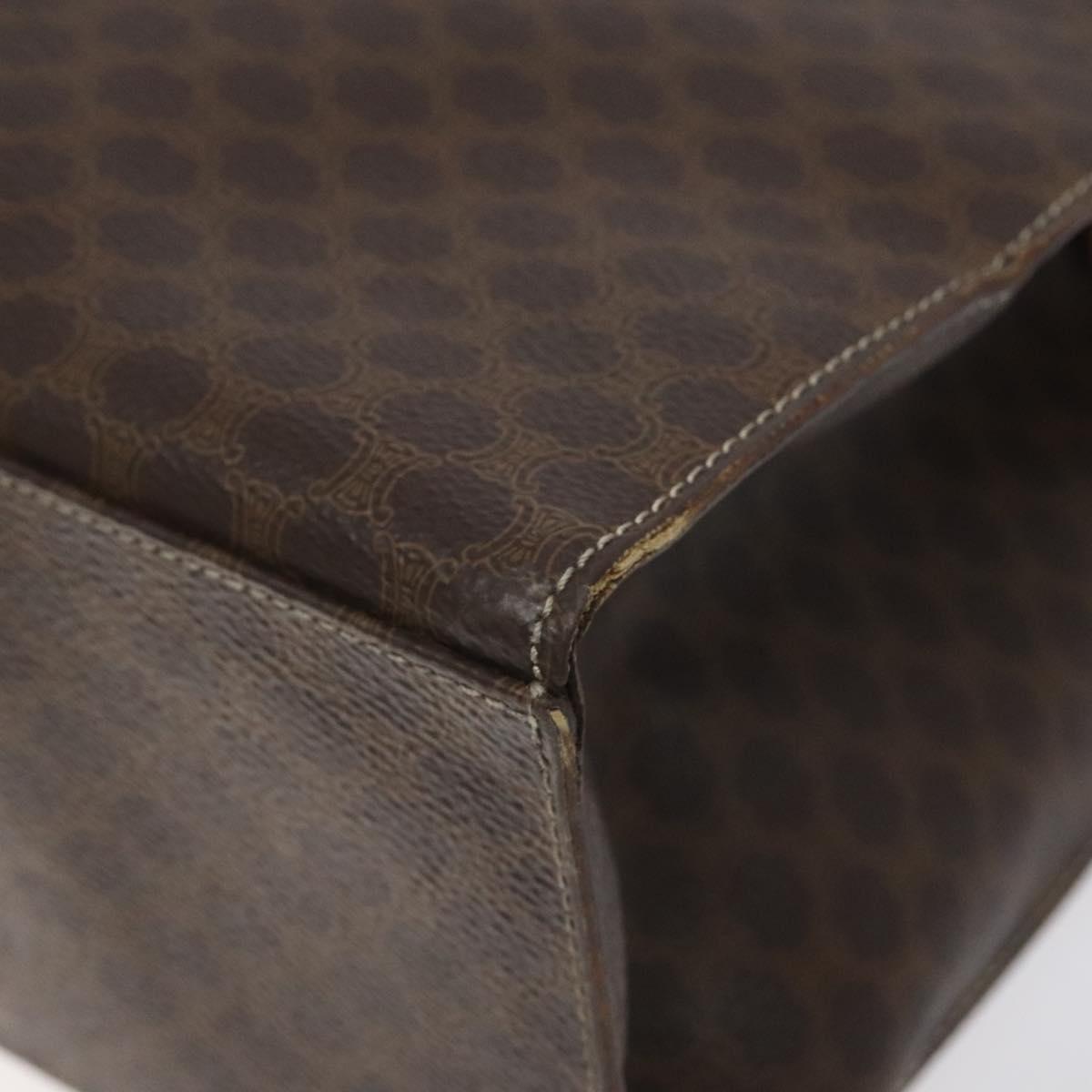 CELINE Macadam Canvas Shoulder Bag PVC Leather Brown Gold Auth 131465