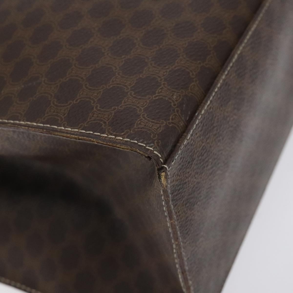 CELINE Macadam Canvas Shoulder Bag PVC Leather Brown Gold Auth 131465