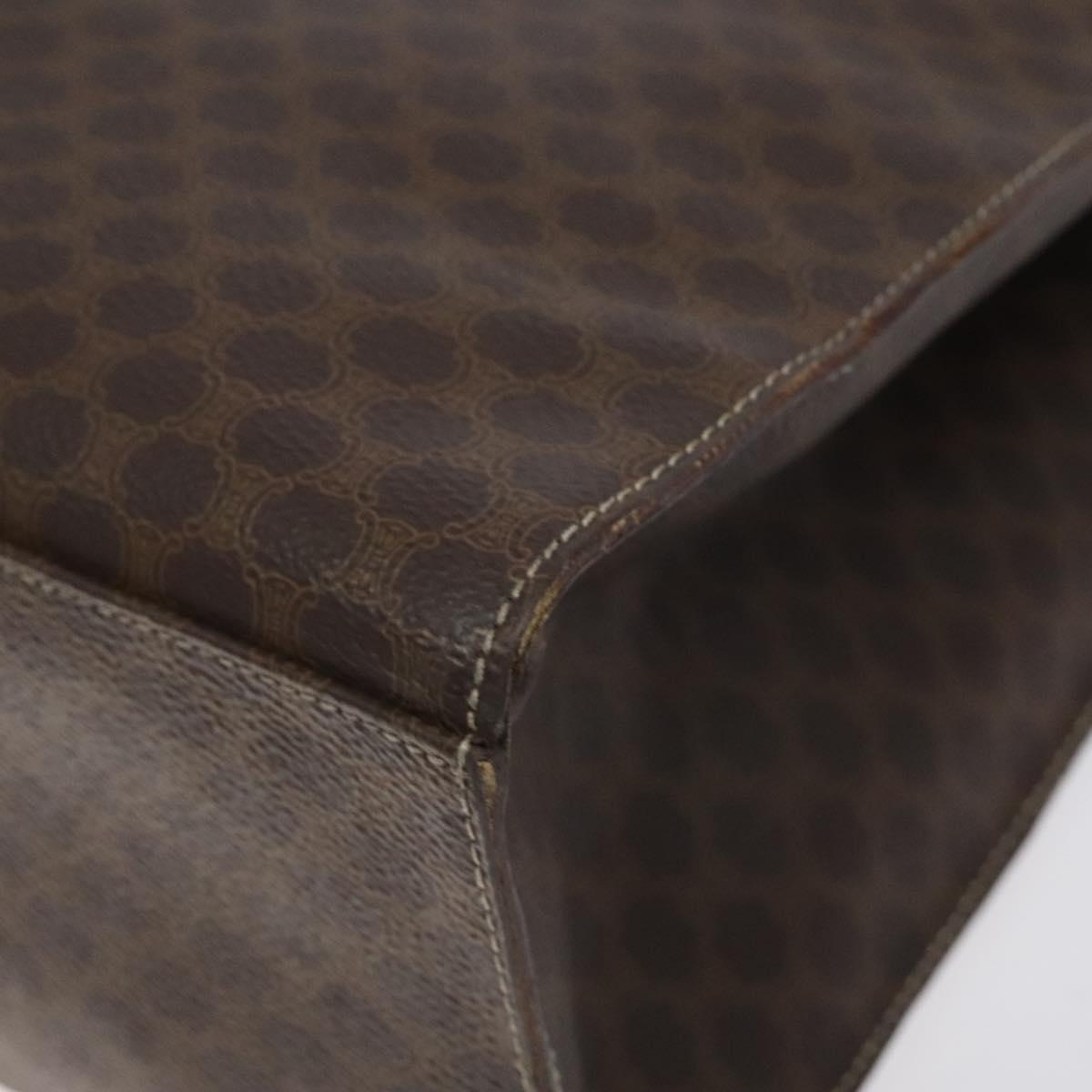 CELINE Macadam Canvas Shoulder Bag PVC Leather Brown Gold Auth 131465