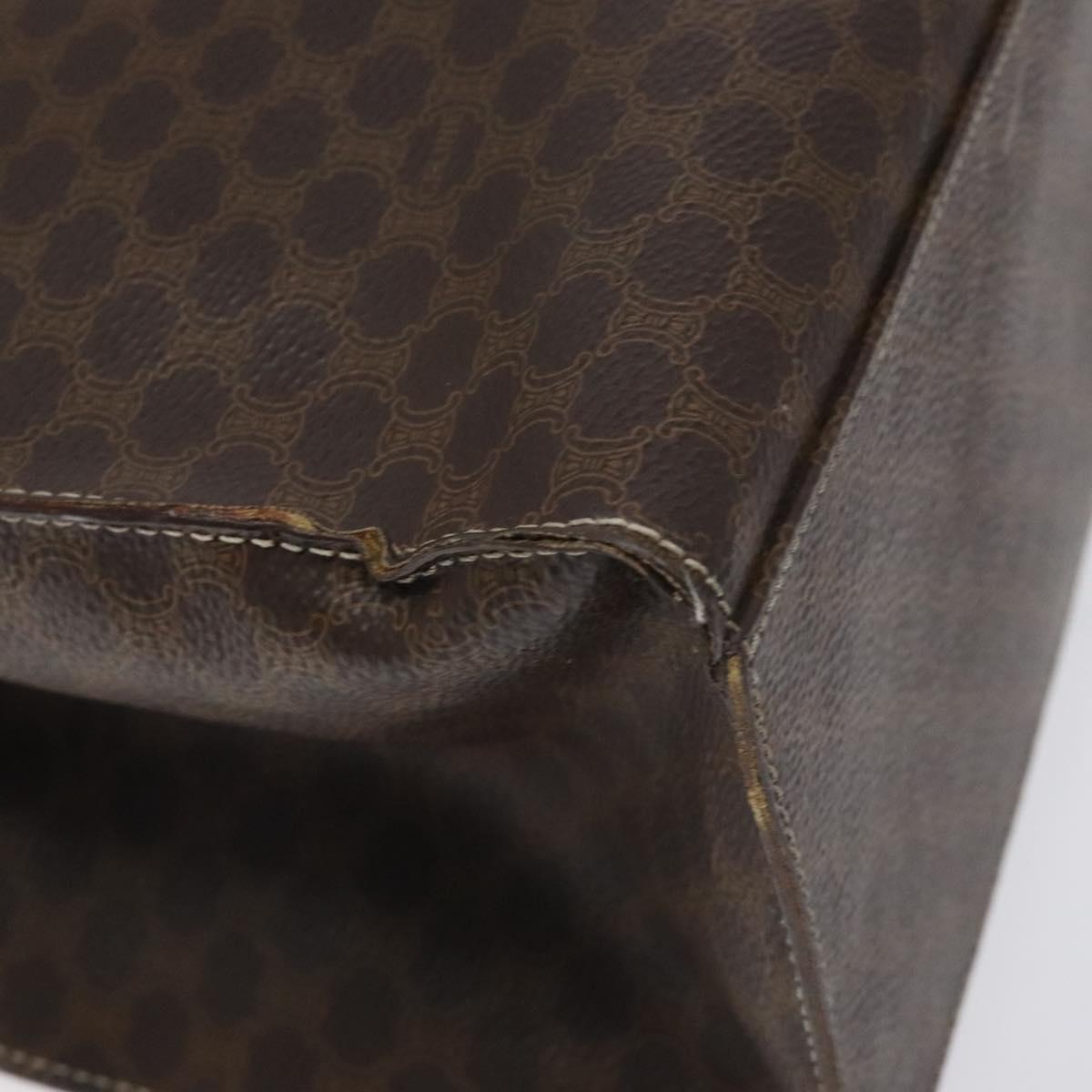 CELINE Macadam Canvas Shoulder Bag PVC Leather Brown Gold Auth 131465