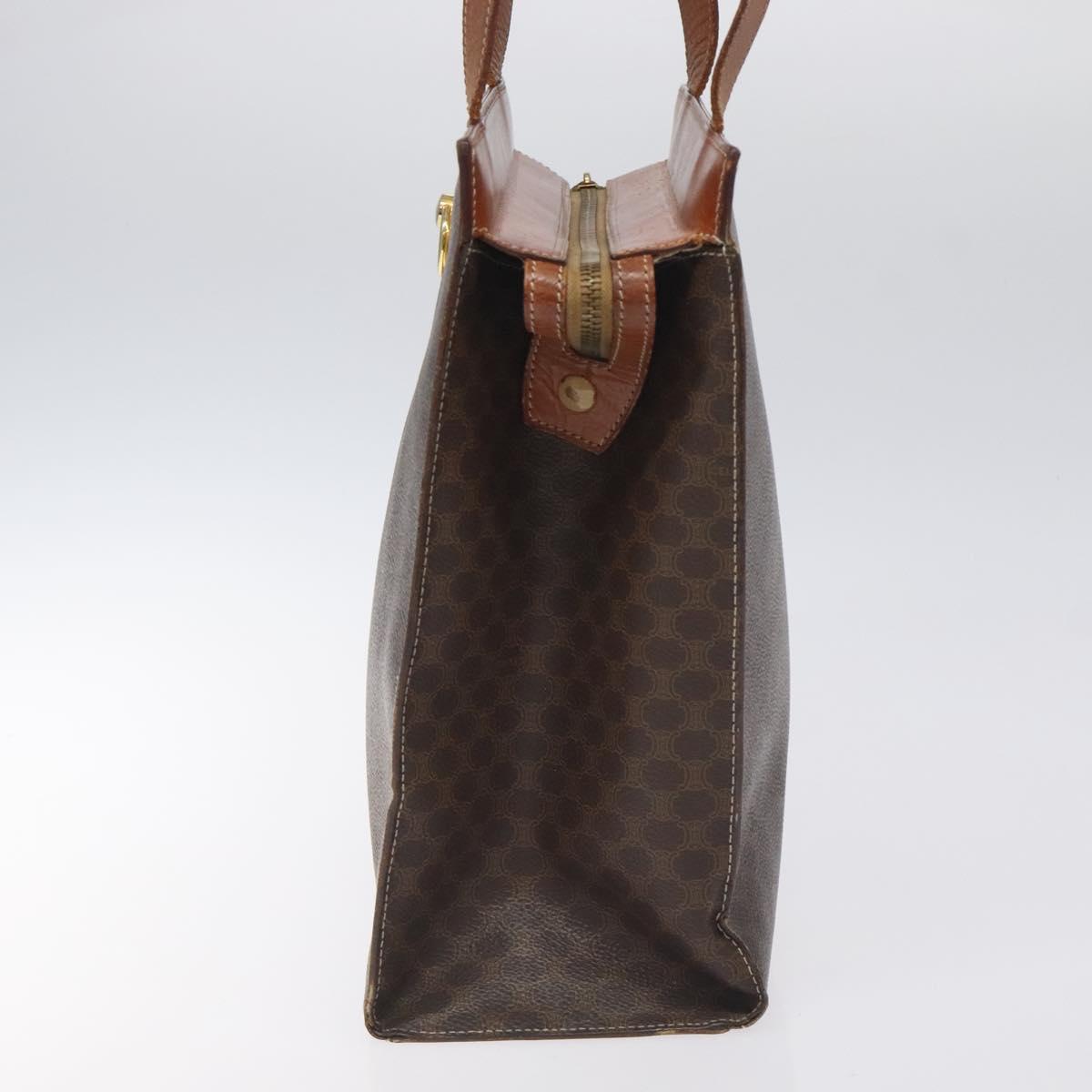 CELINE Macadam Canvas Shoulder Bag PVC Leather Brown Gold Auth 131465