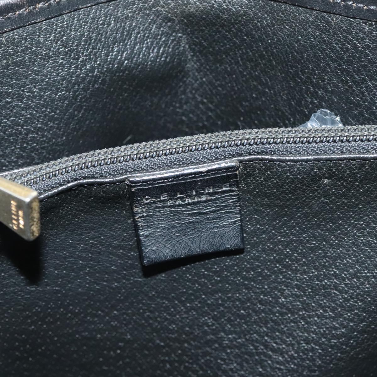 CELINE Macadam Canvas Tote Bag PVC Leather Black Gold Auth 131476