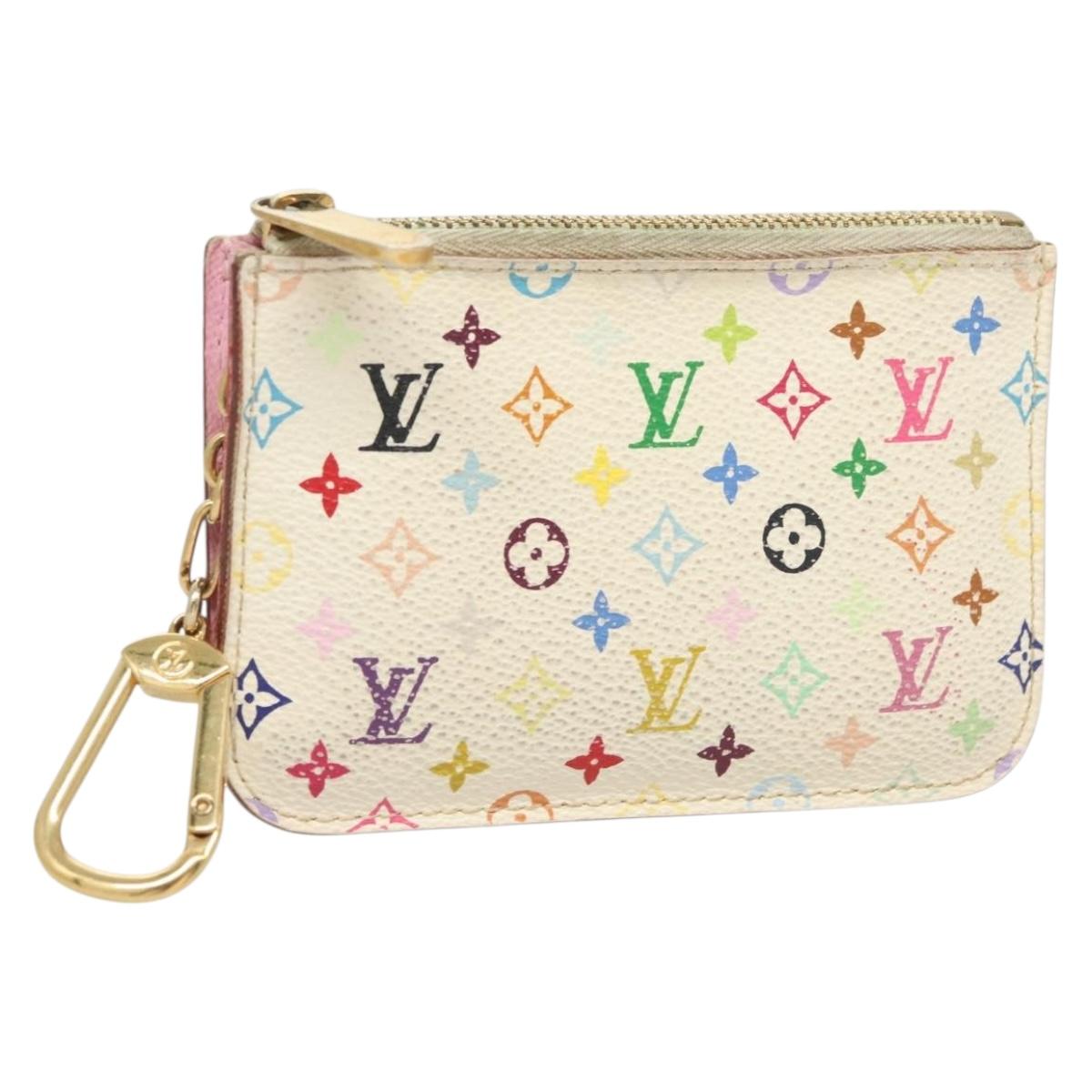 LOUIS VUITTON Monogram Multicolor Pochette Cles NM White M93734 LV Auth 131500