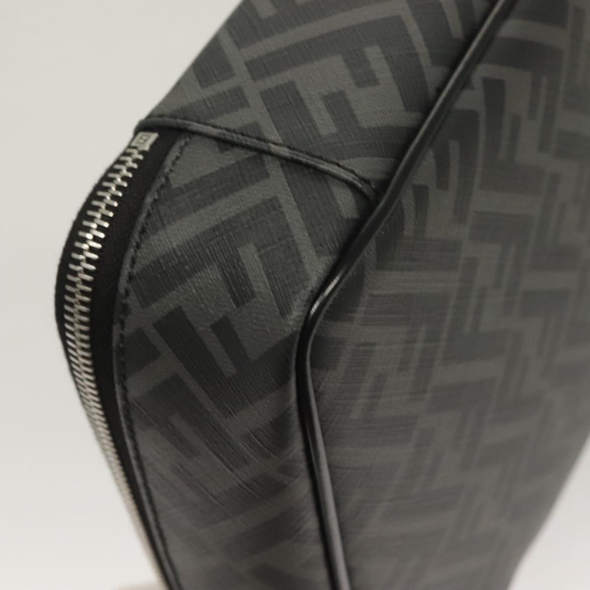 FENDI Zucca Canvas Clutch Bag Outlet Black Gray Auth 131527