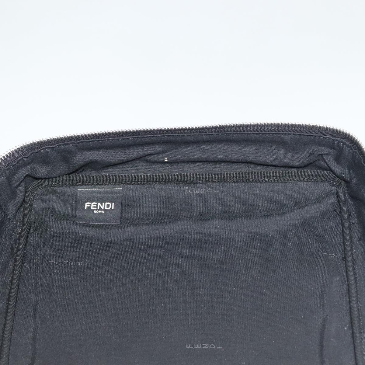 FENDI Zucca Canvas Clutch Bag Outlet Black Gray Auth 131527
