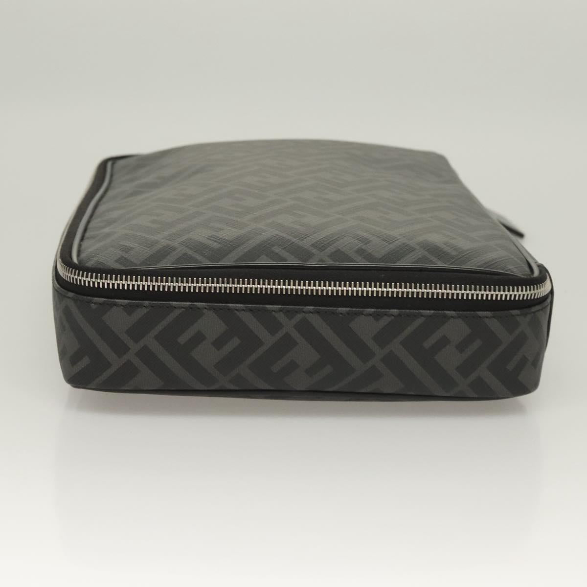 FENDI Zucca Canvas Clutch Bag Outlet Black Gray Auth 131527