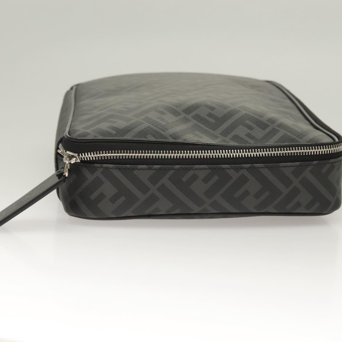 FENDI Zucca Canvas Clutch Bag Outlet Black Gray Auth 131527