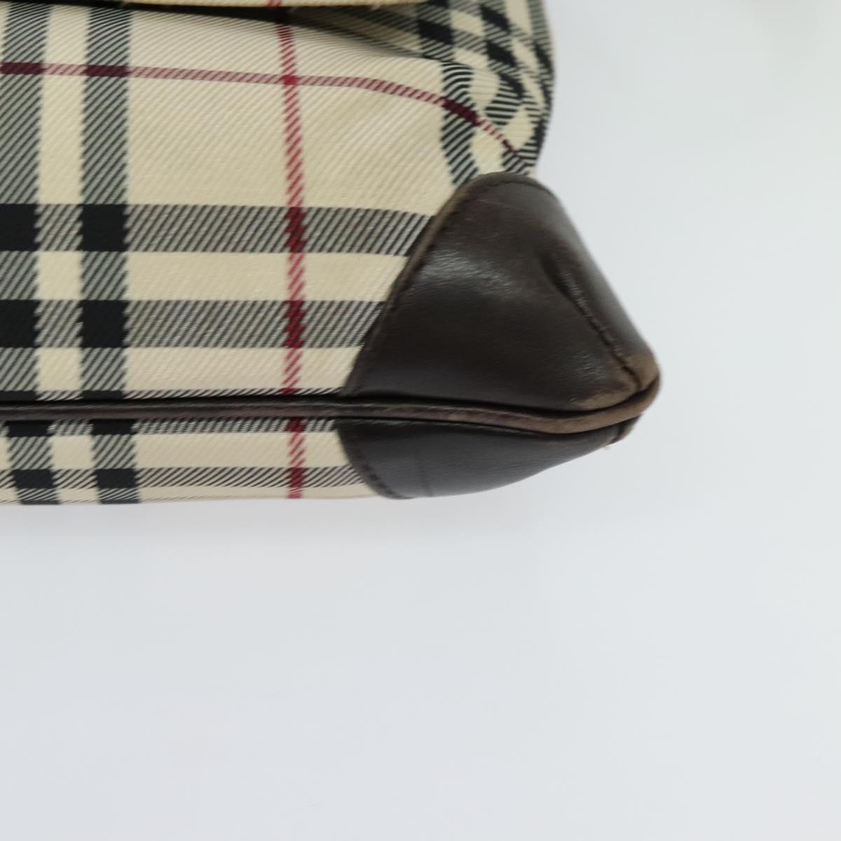 BURBERRY Nova Check Shoulder Bag Canvas Beige Silver Auth 131533