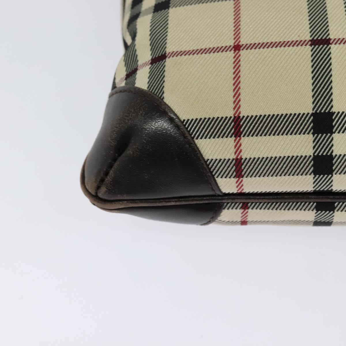 BURBERRY Nova Check Shoulder Bag Canvas Beige Silver Auth 131533