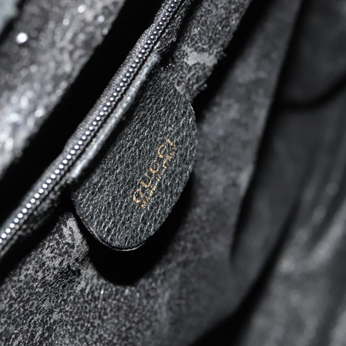 GUCCI Bamboo Hand Bag Suede Leather Black Gold Auth 131557