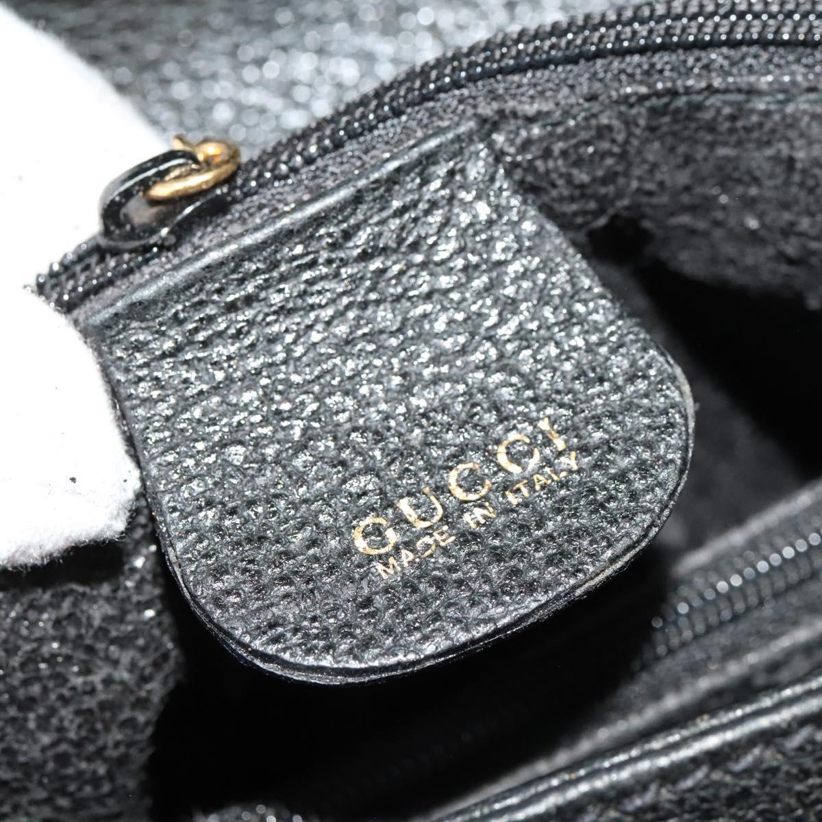 GUCCI Bamboo Hand Bag Suede Leather Black Gold Auth 131557