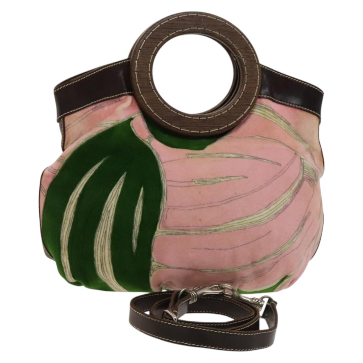 Miu Miu Hand Bag Velor 2way Pink Silver Auth 131588